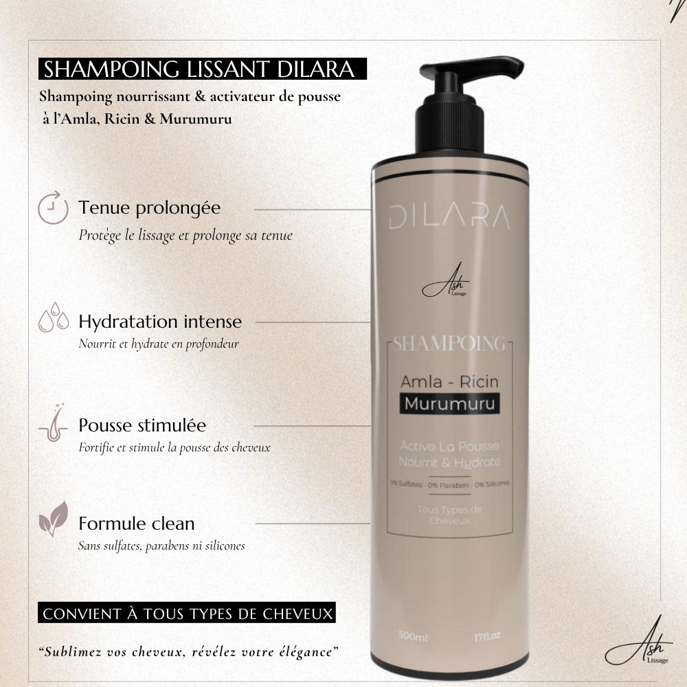 Shampoing Lissant Sans Sulfate Dilara – Brillance Intense & Protection Lissage
